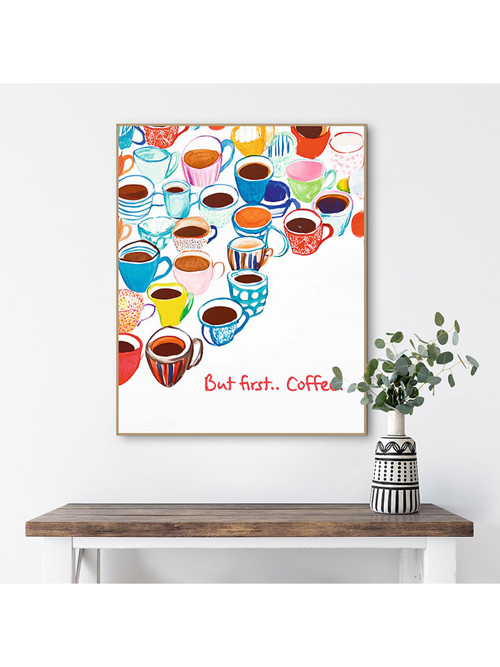 Orangewallz Druk artystyczny "Coffee First" w ramce rozmiar: 40x50 cm
