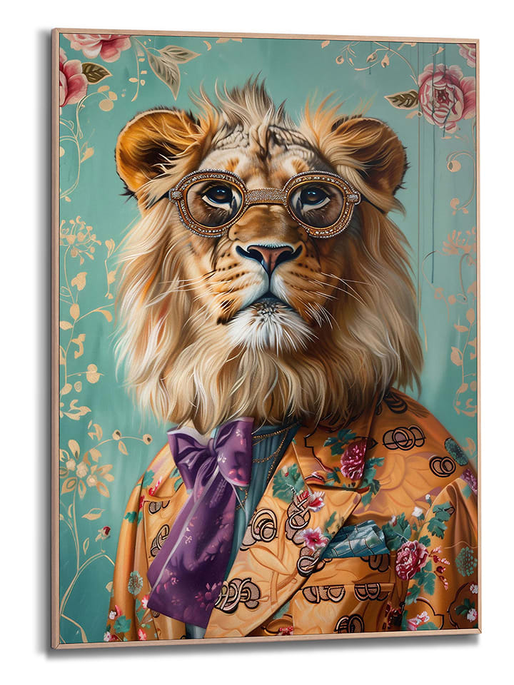 Orangewallz Druk artystyczny "Dandy Lion Portrait" w ramce rozmiar: 40x50 cm