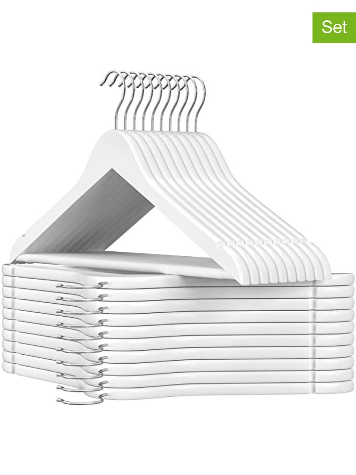 Songmics Wieszaki (20 szt.) w kolorze srebrno-białym na ubrania - 44,5 x 23 cm rozmiar: onesize