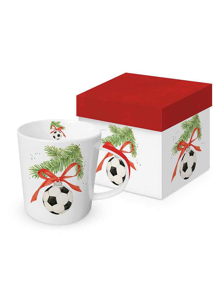 ppd Kubek jumbo "Football Ornament" w kolorze białym - 350 ml rozmiar: onesize