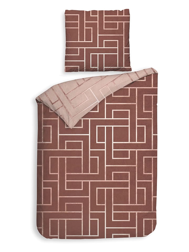 HNL Komplet pościeli twillowej "Roja" w kolorze brązowym rozmiar: 200x220 cm