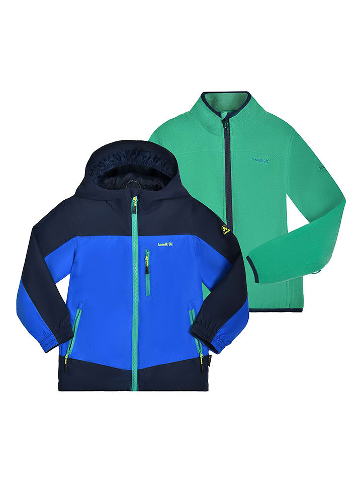 Kamik Kurtka przeciwdeszczowa 3w1 "Kaso" w kolorze niebiesko-zielonym rozmiar: 176