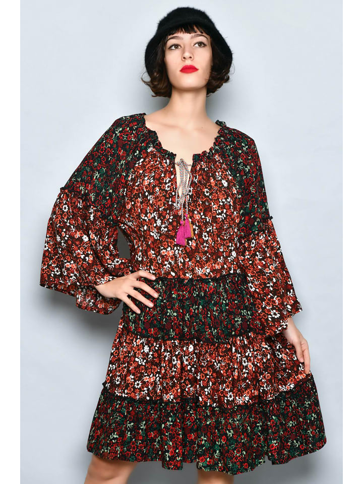 H.H.G. Sukienka w kolorze czarno-beżowo-brązowym rozmiar: L