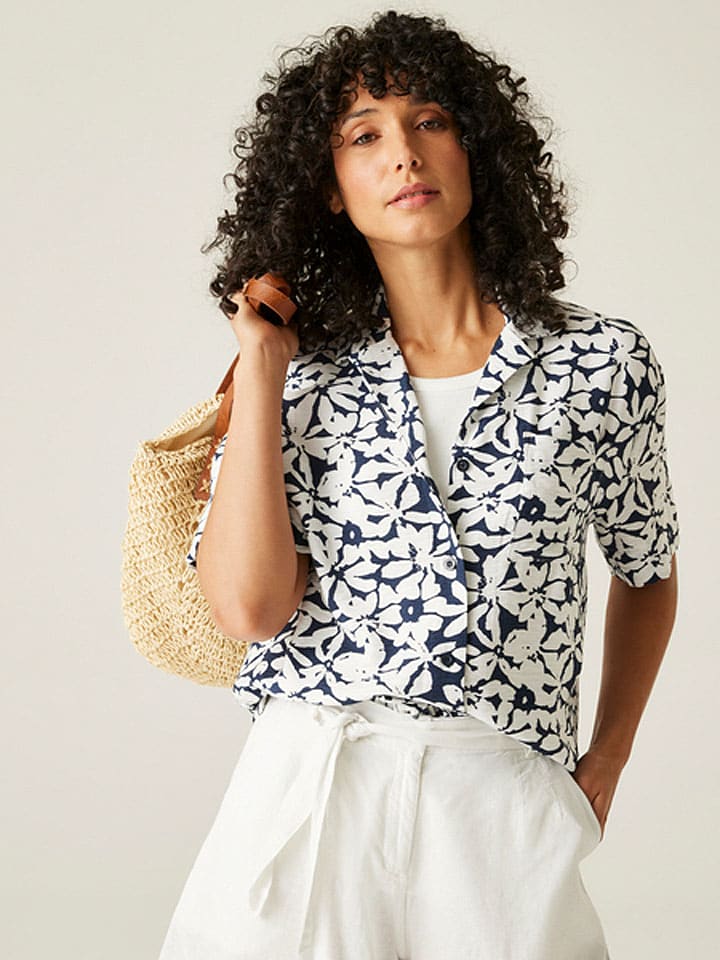 Regatta Bluzka "Salise" w kolorze biało-granatowym rozmiar: 38