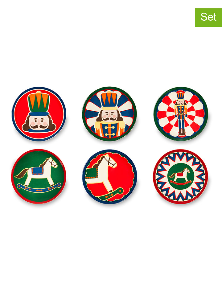 Trendy Kitchen by EXCÉLSA Talerzyki deserowe (6 szt.) w kolorze czerwono-zielonym - Ø 15 cm rozmiar: onesize