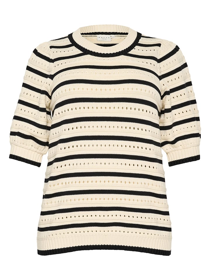 KAFFE curve Sweter w kolorze czarno-beżowym rozmiar: M