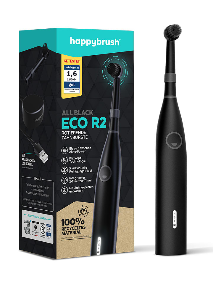 happybrush Elektryczna szczoteczka "Eco R2 AllBlack" w kolorze czarnym rozmiar: onesize