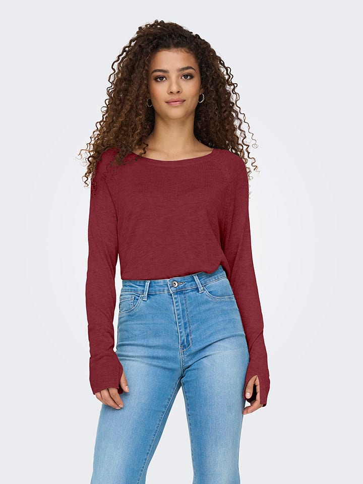 ONLY Sweter w kolorze bordowym rozmiar: S