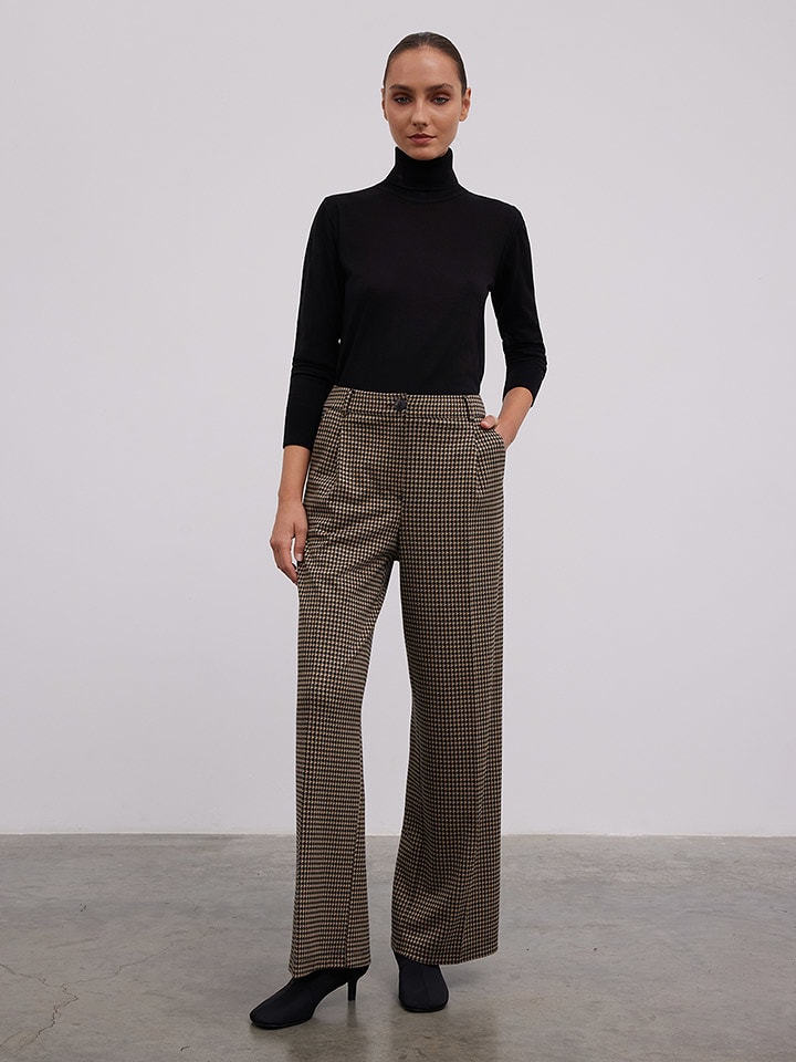 BGN Spodnie w kolorze beżowo-czarnym rozmiar: 36