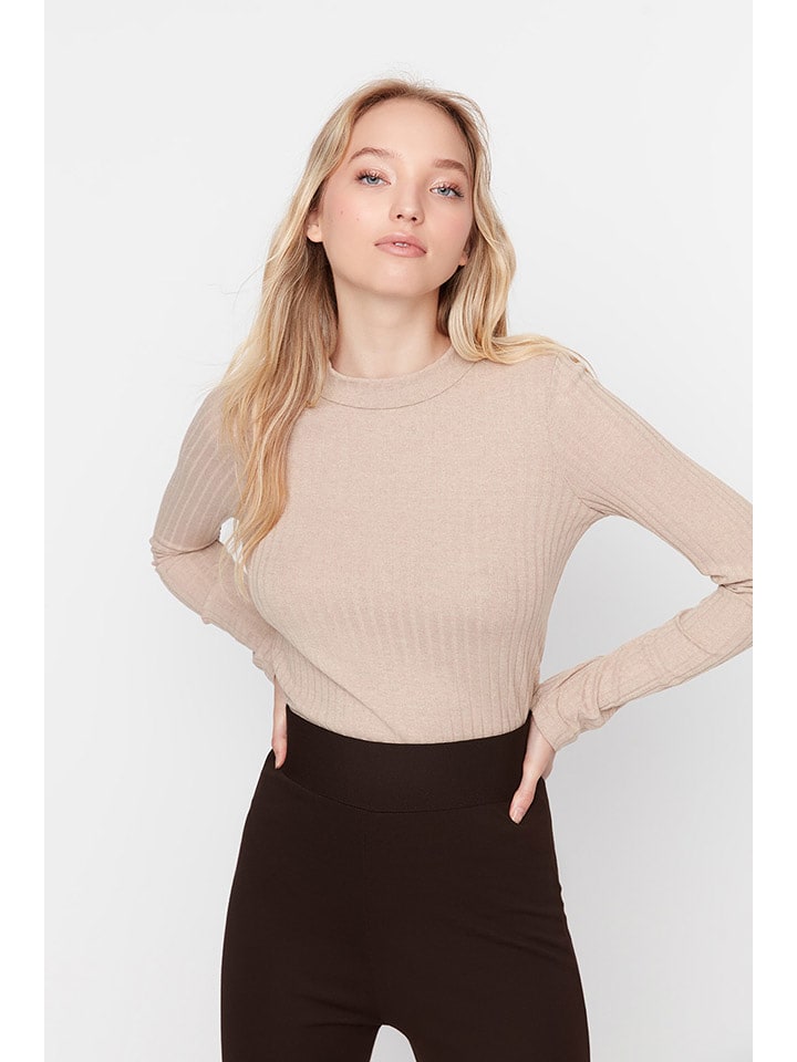 trendyol Koszulka w kolorze beżowym rozmiar: L