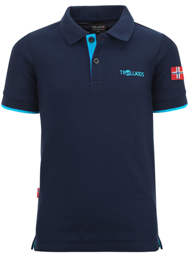 Trollkids Funkcyjna koszulka polo "Bergen XT" w kolorze granatowym rozmiar: 110