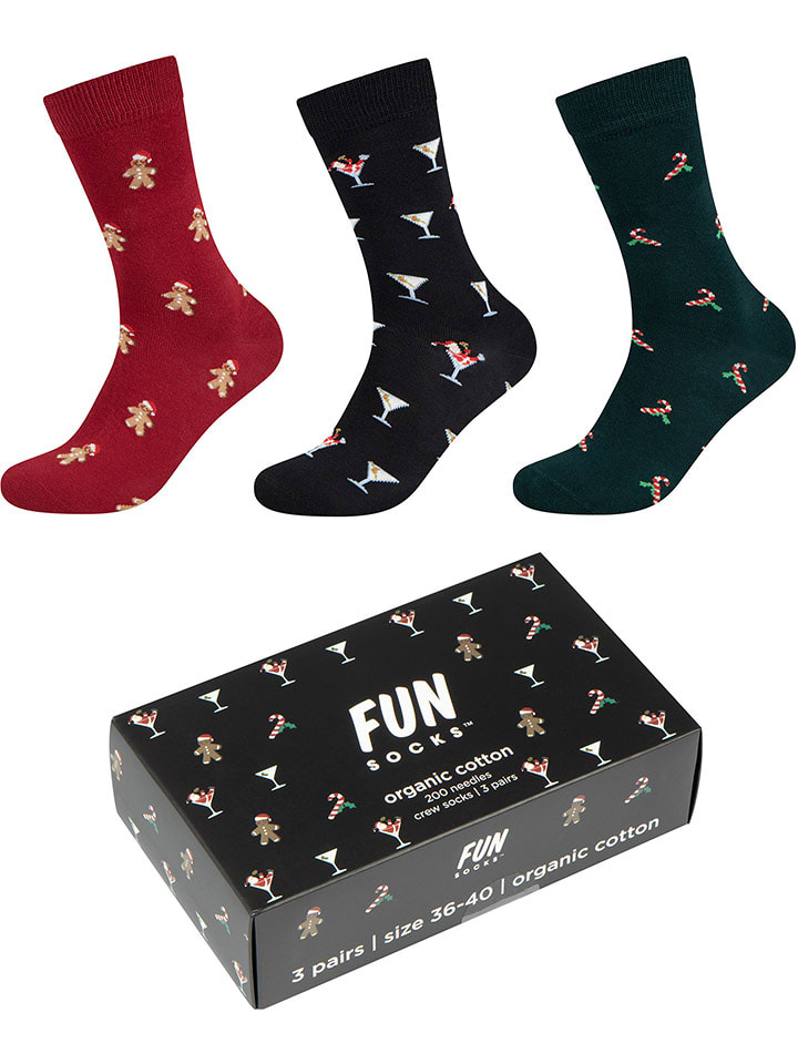Fun Socks Skarpety (3 pary) w kolorze czerwono-granatowym rozmiar: 41-46
