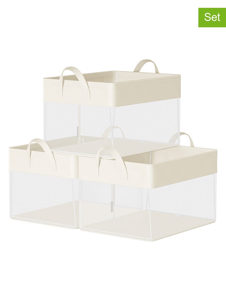 SONGMICS Pudełka (3 szt.) w kolorze kremowym - 40 x 25 x 30 cm rozmiar: onesize