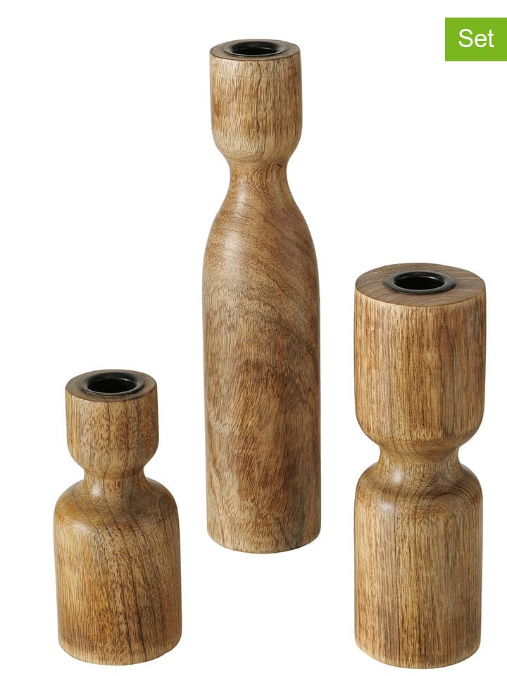 Boltze Świeczniki (3 szt.) "Szura" w kolorze jasnobrązowym rozmiar: onesize