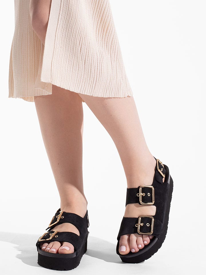 BAYTON Skórzane sandały "Rosa" w kolorze czarnym rozmiar: 41