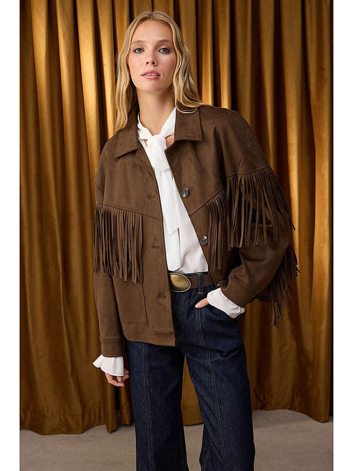 trendyol Kurtka koszulowa w kolorze brązowym rozmiar: XS