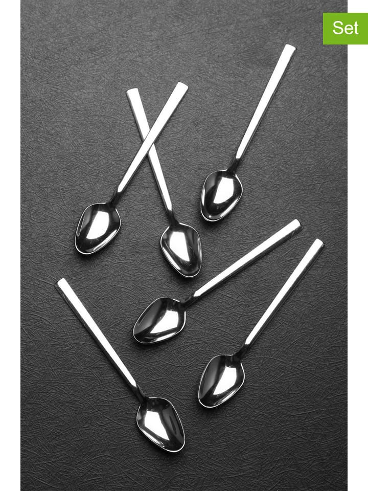 Hermia Łyżeczki (6 szt.) w kolorze srebrnym do kawy - dł. 11 cm rozmiar: onesize