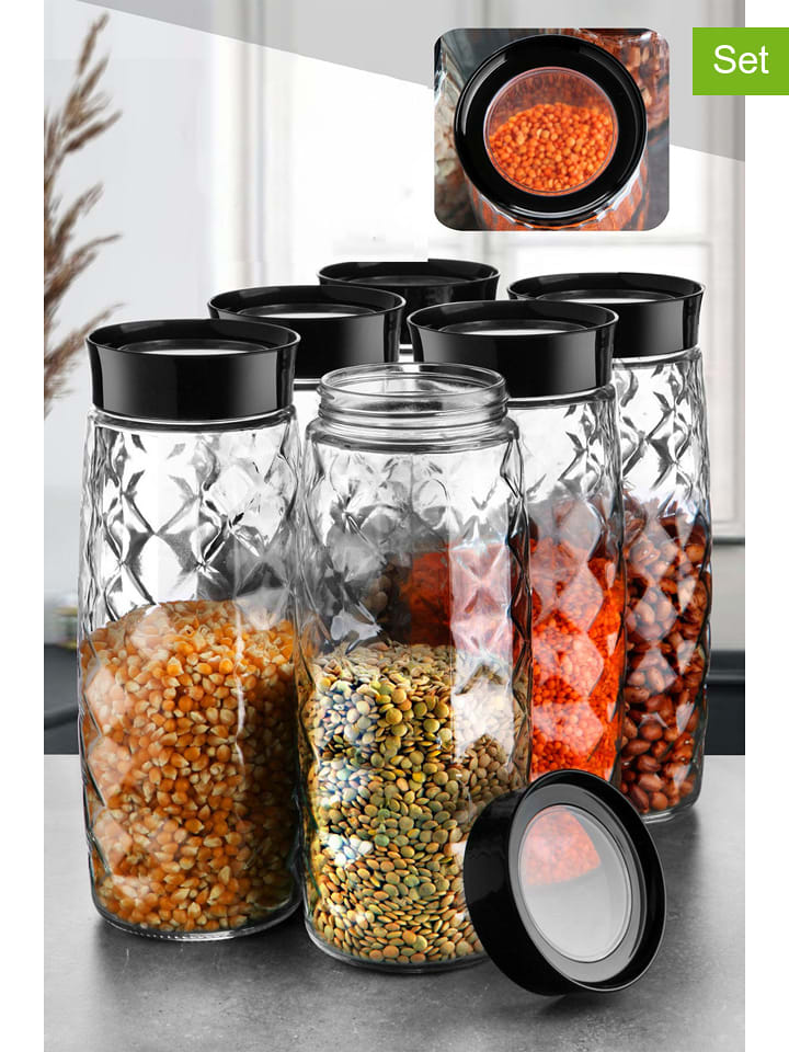 Violeta Home Słoiki (6 szt.) w kolorze czarnym - wys. 26 x Ø 10 cm rozmiar: onesize