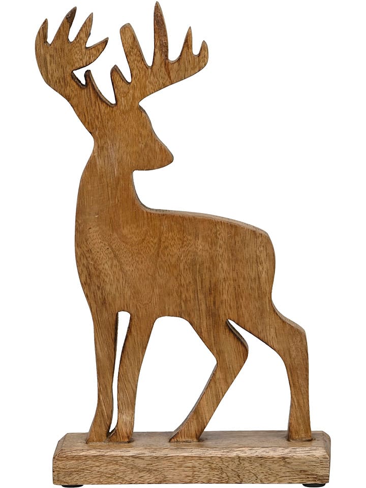 POSIWIO Figurka dekoracyjna "Deer" w kolorze jasnobrązowym - 16,5 x 28 x 6 cm rozmiar: onesize