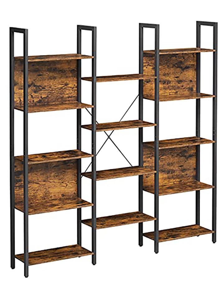 Songmics Regał stojący w kolorze brązowo-czarnym - 158 x 166 x 24 cm rozmiar: onesize