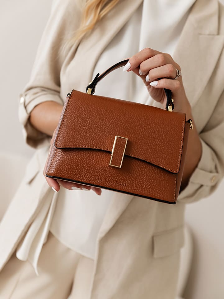 Lia Biassoni Skórzana torebka "Fegana" w kolorze jasnobrązowym - 20 x 14 x 8 cm rozmiar: onesize