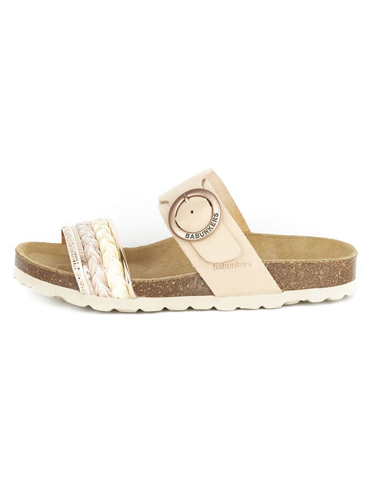 BABUNKERS Family Skórzane klapki w kolorze jasnoróżowym rozmiar: 40