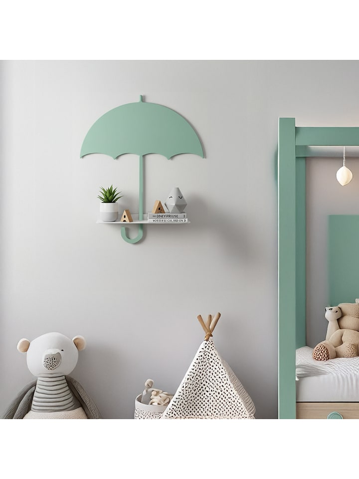 Woody Kids Regał ścienny w kolorze biało-miętowym - 33 x 35 x 10 cm rozmiar: onesize