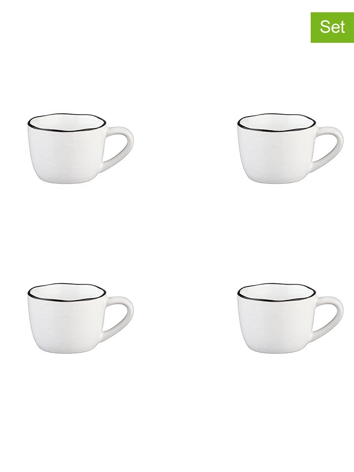 Björn Filiżanki (4 szt.) "Pure" w kolorze biało-czarnym - 120 ml rozmiar: onesize