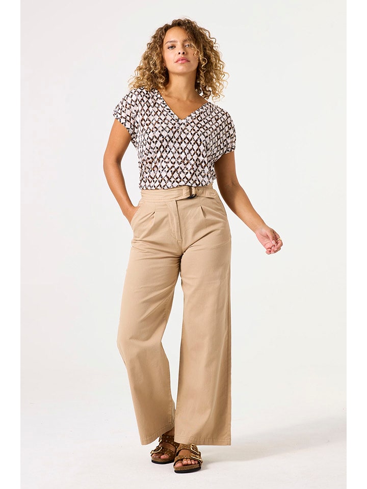 Garcia Koszulka w kolorze kremowo-brązowym rozmiar: S