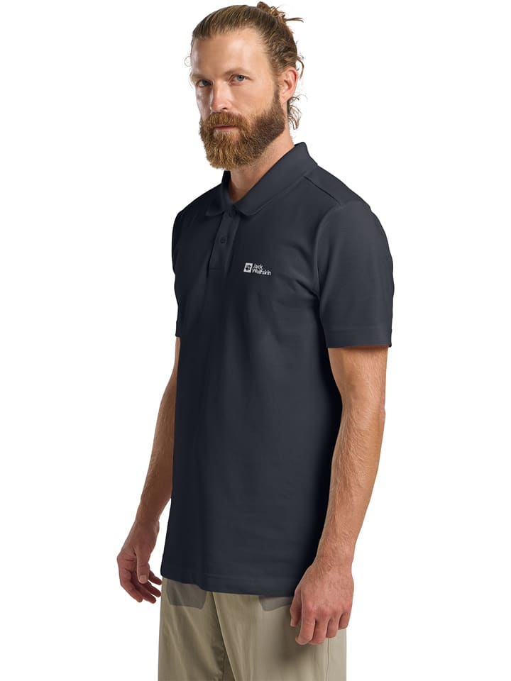 Jack Wolfskin Funkcyjna koszulka polo "Essential" w kolorze antracytowym rozmiar: S