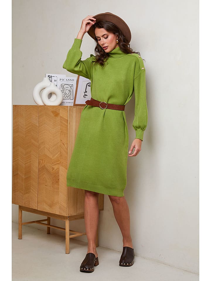 Soft Cashmere Sukienka dzianinowa w kolorze zielonym rozmiar: 34/36