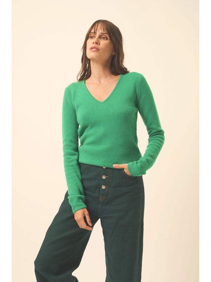 Just Cashmere Kaszmirowy sweter "Abby" w kolorze zielonym rozmiar: XL