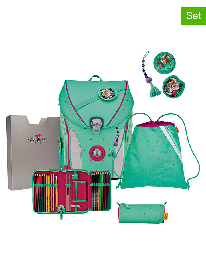 DerDieDas 5-częściowy zestaw szkolny "ErgoFlex Max-Peppermint Pony" w kolorze turkusowym rozmiar: onesize