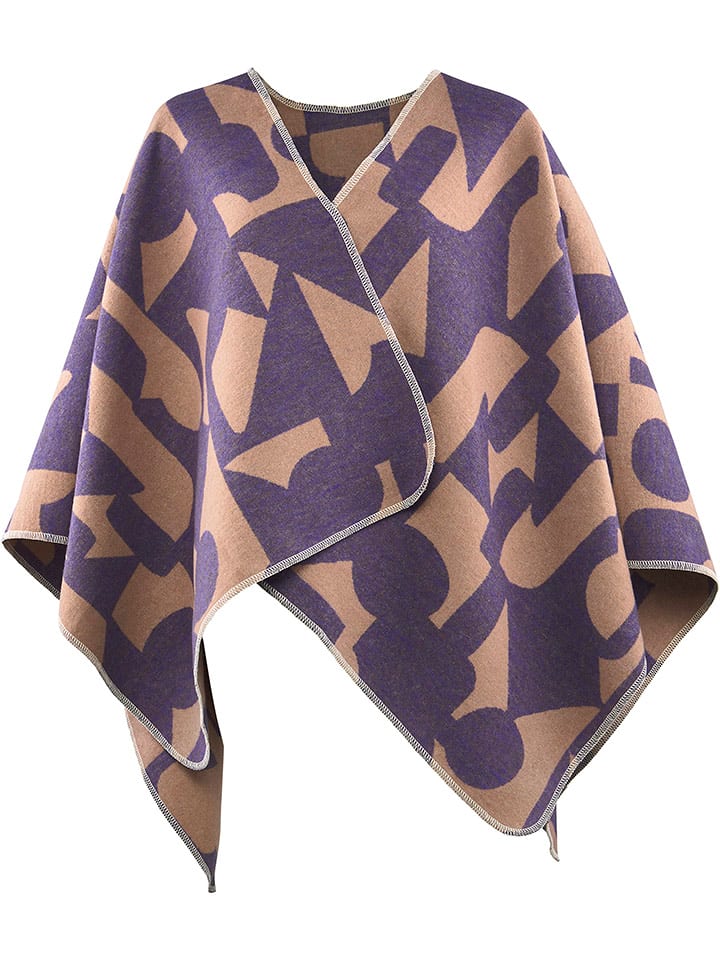 David Fussenegger Koc-ponczo "Silvretta - Abstrakt” w kolorze jasnobrązowo-fioletowym rozmiar: 70x140 cm