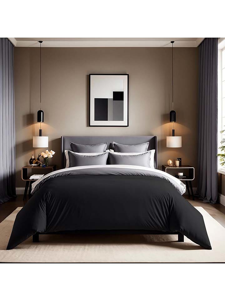 MIX&MATCH Poszewka renforcé w kolorze czarnym na kołdrę rozmiar: 240x220 cm