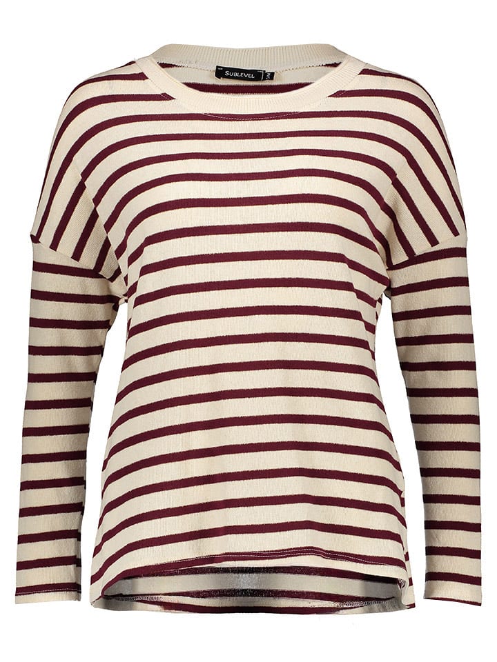 Sublevel Sweter w kolorze kremowo-ciemnobrązowym rozmiar: M/L