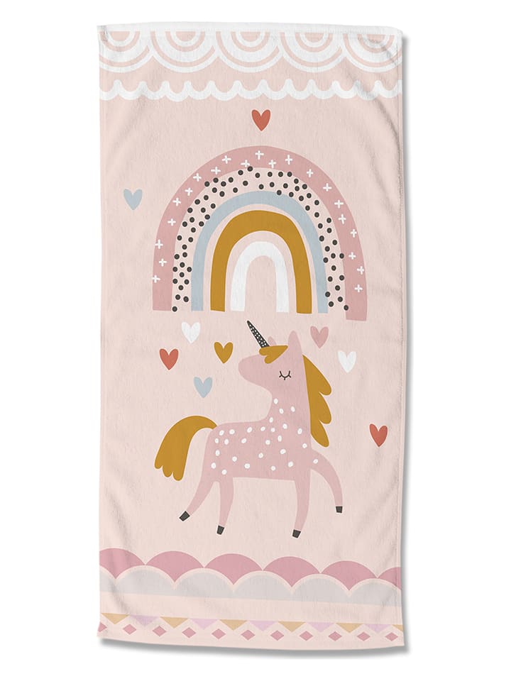 Good Morning Ręcznik plażowy "Unilove" w kolorze jasnoróżowym rozmiar: 75x150 cm