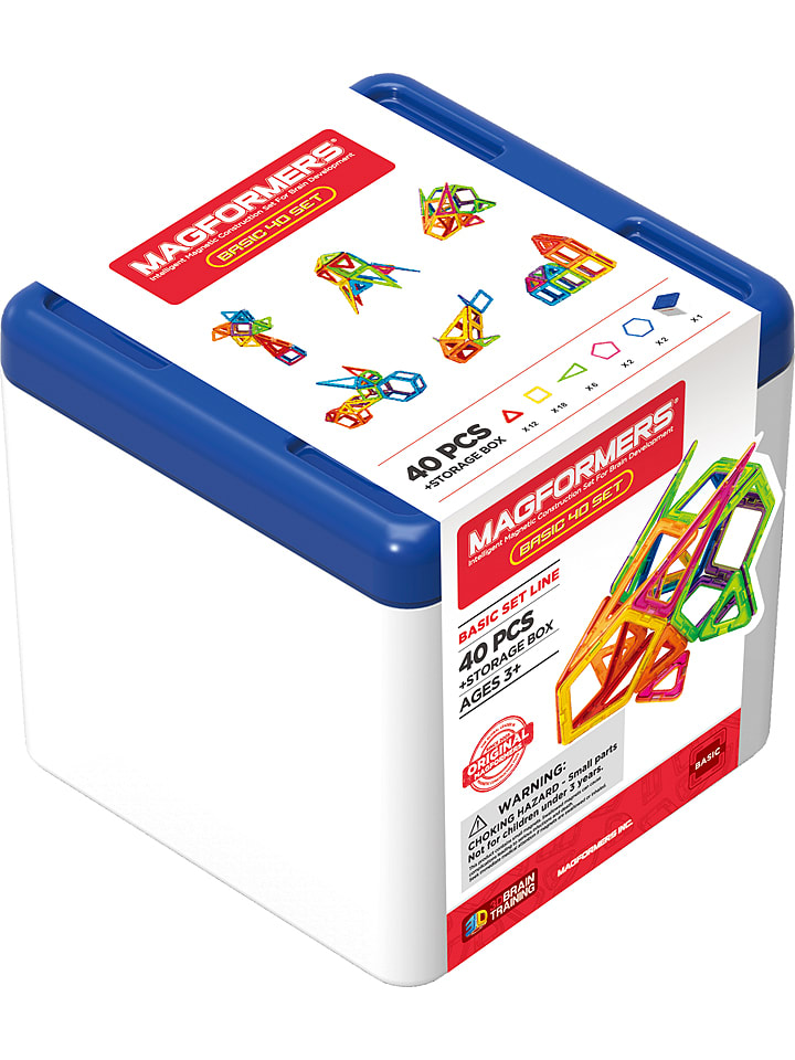 MAGFORMERS 40-częściowy zestaw magnetyczny "Basic" z pudełkiem - 3+ rozmiar: onesize
