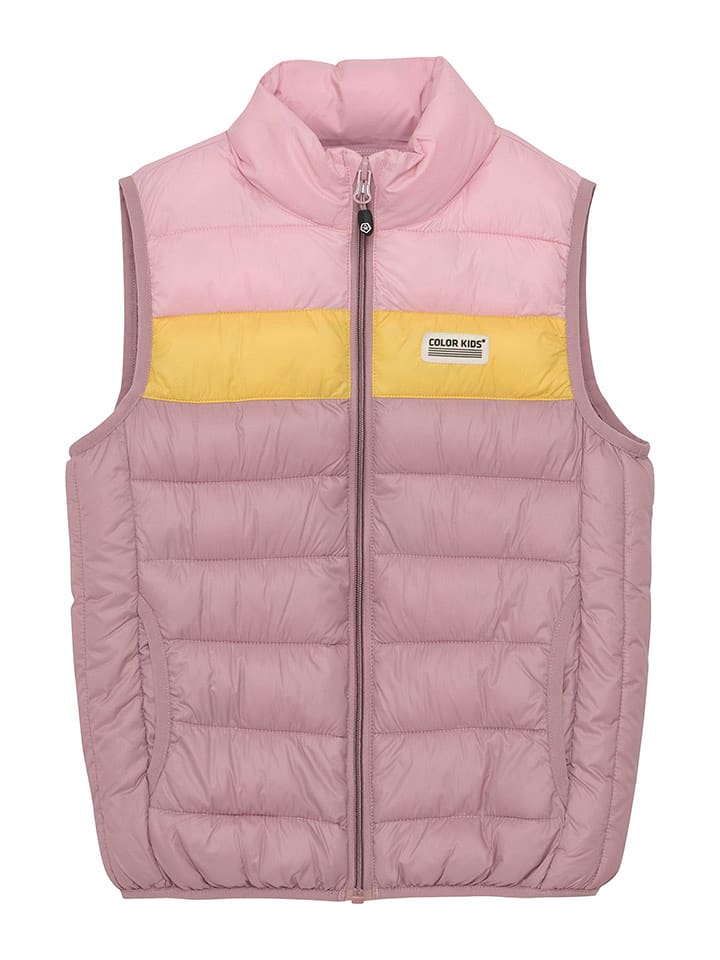 Color Kids Kamizelka pikowana w kolorze jasnoróżowo-żółtym rozmiar: 164