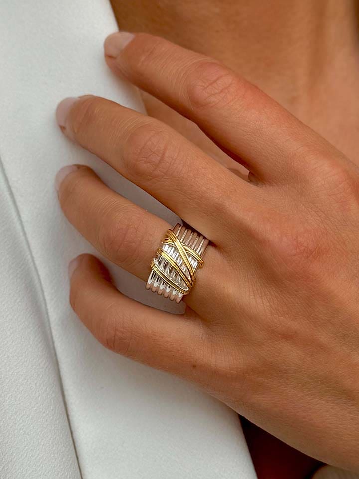 DI GIORGIO Pozłacany pierścionek rozmiar: 58