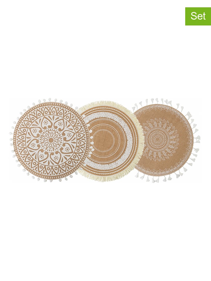 Villa d´Este Podkładki stołowe (6 szt.) w kolorze brązowo-białym - Ø 38 cm rozmiar: onesize