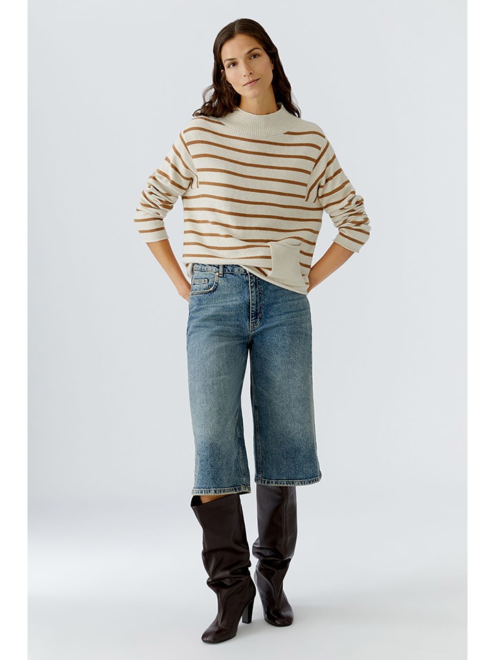 Oui Sweter w kolorze karmelowo-kremowym rozmiar: 38