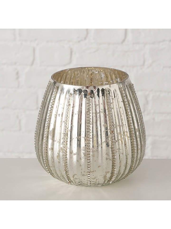 Boltze Świecznik "Perlene" w kolorze srebrnym - wys. 12,5 cm rozmiar: onesize