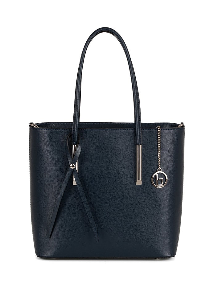 Lia Biassoni Skórzana torebka "Mallero" w kolorze granatowym - 32 x 30 x 12 cm rozmiar: onesize