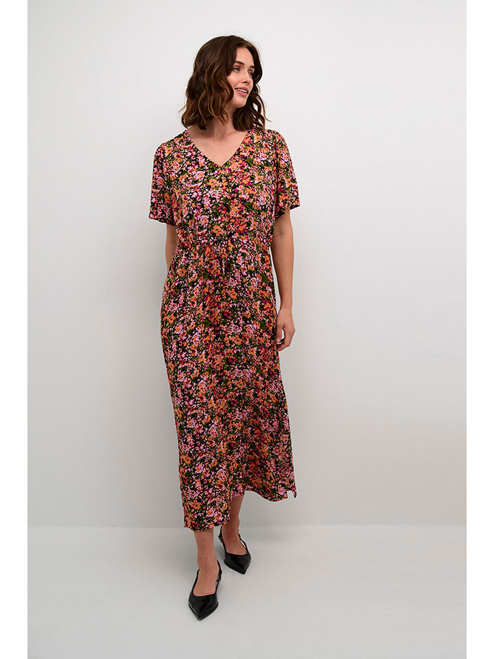 Kaffe Sukienka w kolorze jasnoróżowo-czarno-zielonym rozmiar: 40