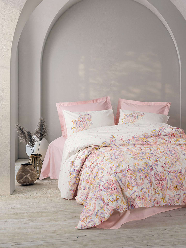 Colourful Cotton Komplet pościeli renforcé "Muna" w kolorze jasnoróżowo-białym rozmiar: 155x220 cm