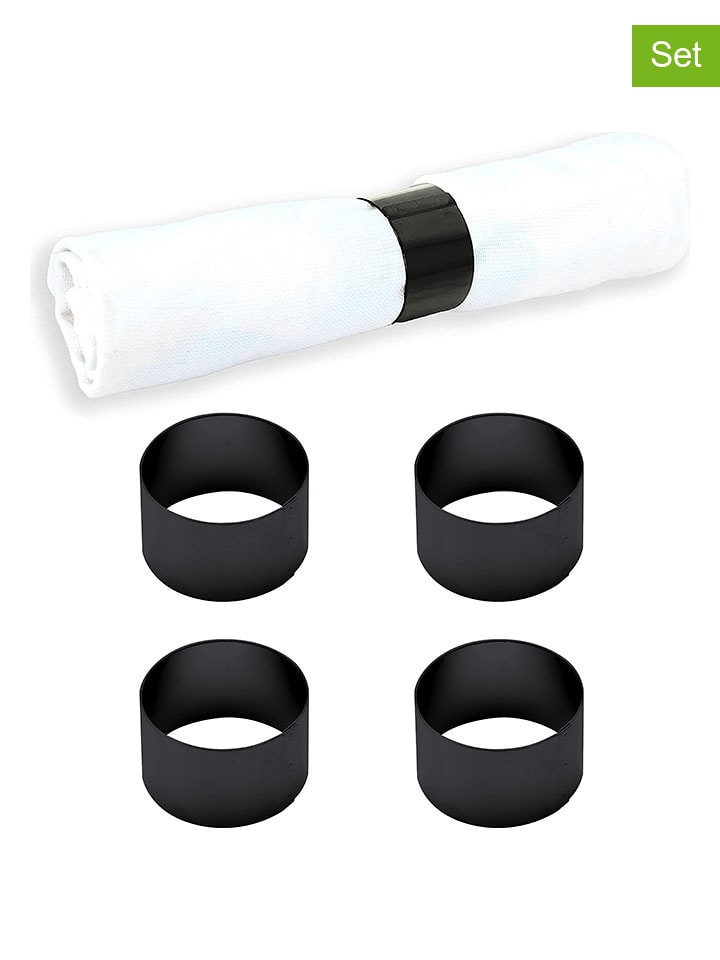 Echtwerk Obręcze (4 szt.) "Rund" w kolorze czarnym na serwetki - Ø 4 cm rozmiar: onesize