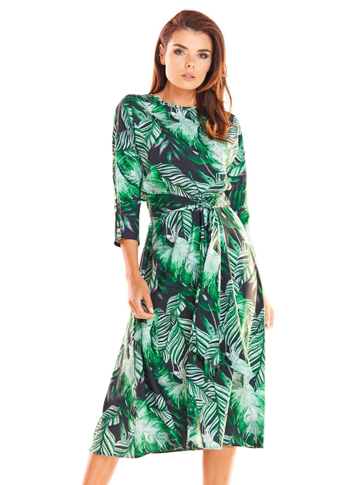 Awama Sukienka w kolorze zielonym ze wzorem rozmiar: S