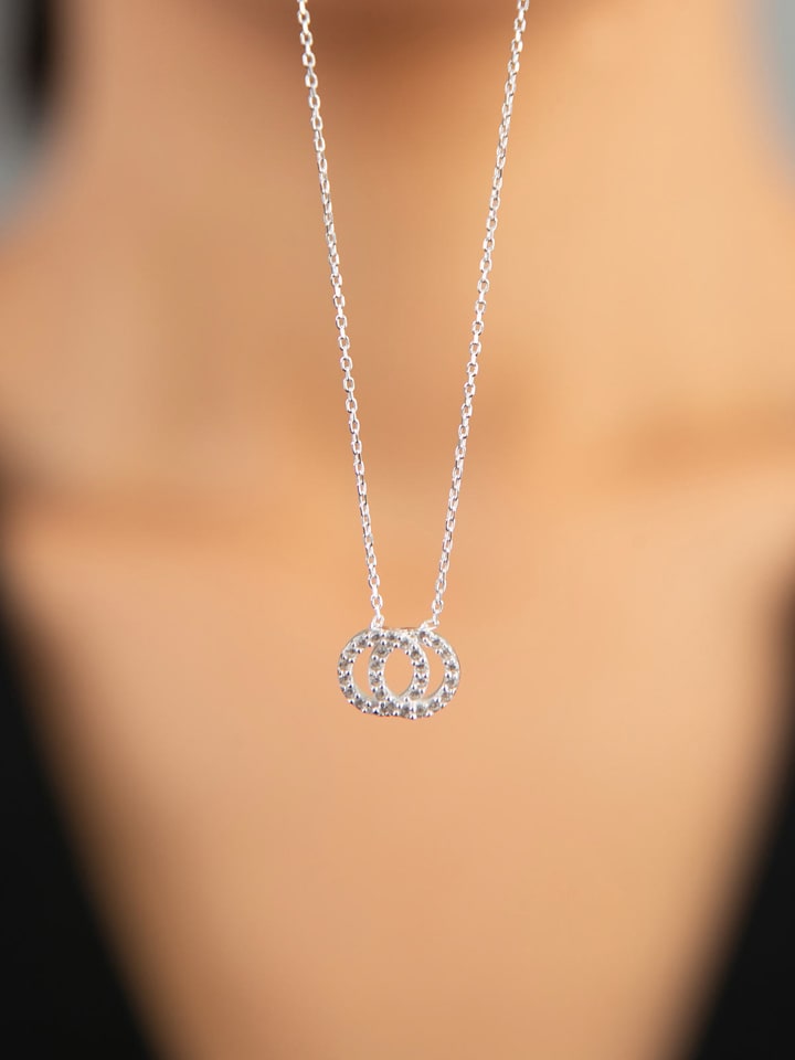 Heliophilia Srebrny naszyjnik z elementem ozdobnym - dł. 43 cm rozmiar: onesize