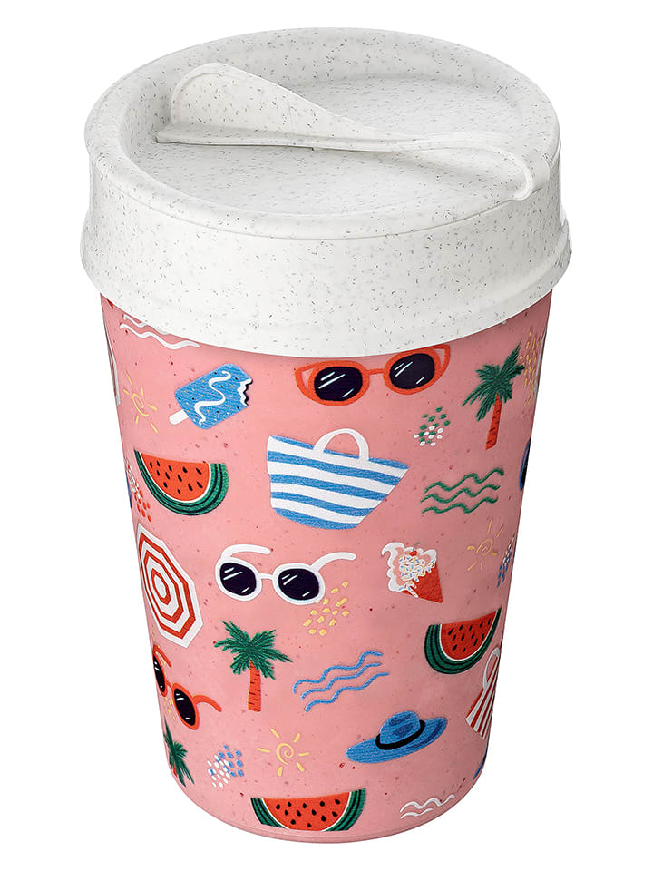 koziol Kubek termiczny "Iso to go" w kolorze różowym ze wzorem - 400 ml rozmiar: onesize